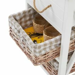 CARO-Möbel Nachttisch PERUGIA Mit 1 Schublade Und 2 Körben, Weiß -Günstiges Tische Geschäft 94099 4 N