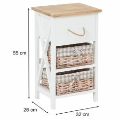 CARO-Möbel Nachttisch PERUGIA Mit 1 Schublade Und 2 Körben, Weiß -Günstiges Tische Geschäft 94099 9 N