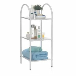 CARO-Möbel Badregal MADURAI Mit 3 Ablagen, Weiß Lackiert