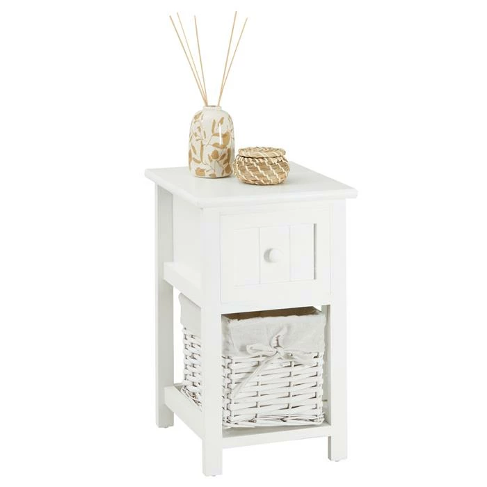 CARO-Möbel Nachttisch MESSINA Mit 1 Schublade Und Korb, In Weiß 1 CARO-Möbel Nachttisch MESSINA Mit 1 Schublade Und Korb, In Weiß