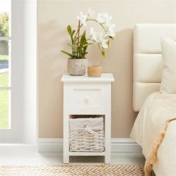 CARO-Möbel Nachttisch MESSINA Mit 1 Schublade Und Korb, In Weiß 8 CARO-Möbel Nachttisch MESSINA Mit 1 Schublade Und Korb, In Weiß -Günstiges Tische Geschäft 94232 AC1
