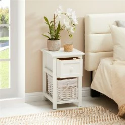CARO-Möbel Nachttisch MESSINA Mit 1 Schublade Und Korb, In Weiß 9 CARO-Möbel Nachttisch MESSINA Mit 1 Schublade Und Korb, In Weiß -Günstiges Tische Geschäft 94232 AC2