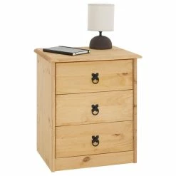 CARO-Möbel Nachttisch BARRIO Aus Kiefer Mit 3 Schubladen