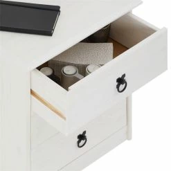 CARO-Möbel Nachttisch RESIDENCIA, Kiefer Massiv Weiß, Mit 3 Schubladen -Günstiges Tische Geschäft 94541 3