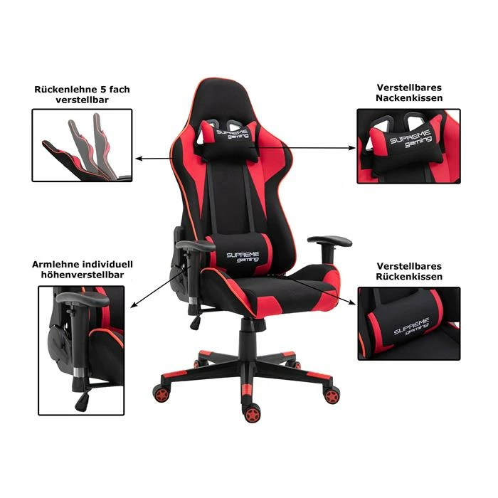 CARO-Möbel Bürodrehstuhl BOOST In Schwarz/rot 2 CARO-Möbel Bürodrehstuhl BOOST In Schwarz/rot – Bild 2