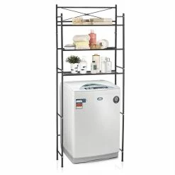 CARO-Möbel Toiletten Waschmaschinen Regal MARSA Mit 3 Ablagen In 3 Schwarz