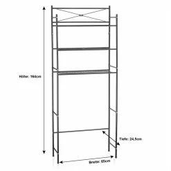 CARO-Möbel Toiletten Waschmaschinen Regal MARSA Mit 3 Ablagen In 3 Schwarz -Günstiges Tische Geschäft 94588 3