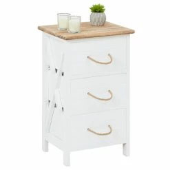 CARO-Möbel Nachttisch PERUGIA Mit 3 Schubladen In Weiß