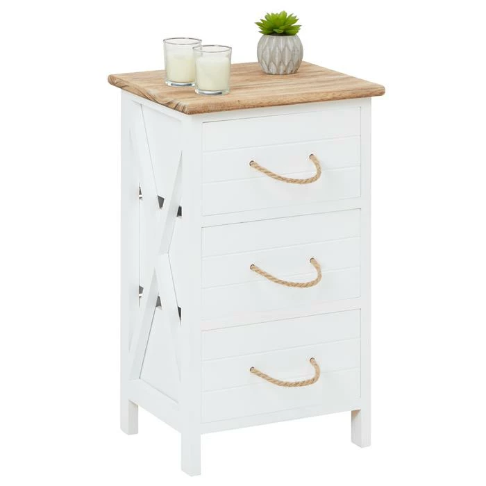 CARO-Möbel Nachttisch PERUGIA Mit 3 Schubladen In Weiß 1 CARO-Möbel Nachttisch PERUGIA Mit 3 Schubladen In Weiß