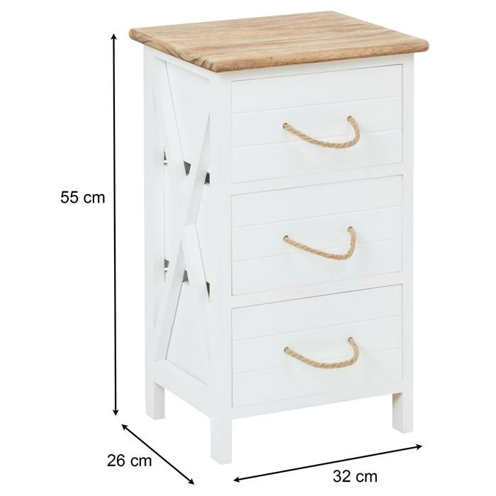CARO-Möbel Nachttisch PERUGIA Mit 3 Schubladen In Weiß 6 CARO-Möbel Nachttisch PERUGIA Mit 3 Schubladen In Weiß – Bild 6