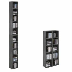 CARO-Möbel CD / DVD Regal CHART Mit 10 Fächern In Esche Grau