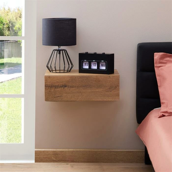 CARO-Möbel Hängende Nachtkommode ANNE Mit 1 Schublade, Eiche Dunkelbraun 2 CARO-Möbel Hängende Nachtkommode ANNE Mit 1 Schublade, Eiche Dunkelbraun – Bild 2