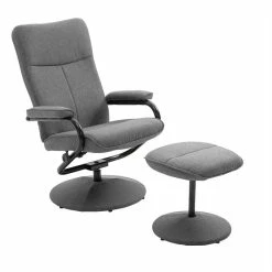 CARO-Möbel Relaxsessel DAKOTA Mit Hocker Und Stoffbezug In Grau