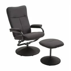 CARO-Möbel Relaxsessel DAKOTA Mit Hocker Und Stoffbezug In Schwarz