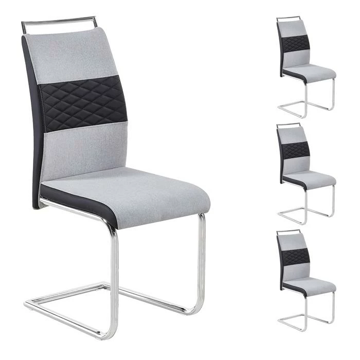 CARO-Möbel Esszimmerstuhl ERZA Im 4er Set In Hellgrau 1 CARO-Möbel Esszimmerstuhl ERZA Im 4er Set In Hellgrau