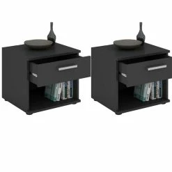 CARO-Möbel Nachttisch MARY Im 2er Set In Schwarz