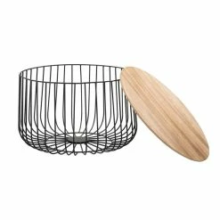 CARO-Möbel Couchtisch PADOVA 2er Set Natur, Metallkörbe Mit Deckel -Günstiges Tische Geschäft 94996 2