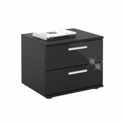 CARO-Möbel Nachttisch MAXIMA In Hochglanz Schwarz, 2 Schubladen