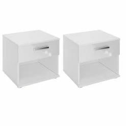 CARO-Möbel Nachttisch MARY Im 2er Set In Hochglanz Weiß