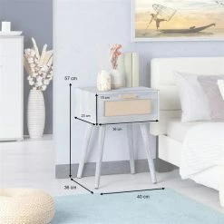 CARO-Möbel Nachttisch KIRAN Mit 1 Schublade, Holz In Grau -Günstiges Tische Geschäft 95330 AC10