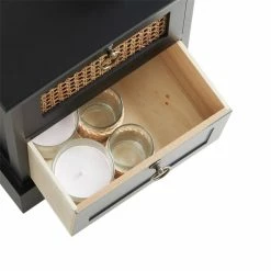 CARO-Möbel Nachttisch PADMA Mit 2 Schubladen Und Wiener Geflecht, Schwarz -Günstiges Tische Geschäft 95336 4