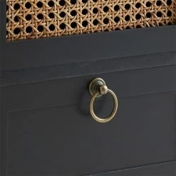 CARO-Möbel Nachttisch PADMA Mit 2 Schubladen Und Wiener Geflecht, Schwarz -Günstiges Tische Geschäft 95336 6