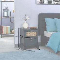 CARO-Möbel Nachttisch PADMA Mit 2 Schubladen Und Wiener Geflecht, Schwarz -Günstiges Tische Geschäft 95336 AC8