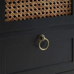 CARO-Möbel Nachttisch RAJA Mit 3 Schubladen Und Wiener Geflecht, Schwarz -Günstiges Tische Geschäft 95339 6