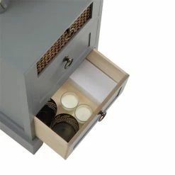 CARO-Möbel Nachttisch RAJA Mit 3 Schubladen Und Wiener Geflecht, Grau -Günstiges Tische Geschäft 95340 4