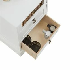 CARO-Möbel Nachttisch RAJA Mit 3 Schubladen Und Wiener Geflecht, Weiß -Günstiges Tische Geschäft 95341 4