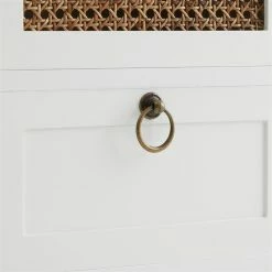 CARO-Möbel Nachttisch RAJA Mit 3 Schubladen Und Wiener Geflecht, Weiß -Günstiges Tische Geschäft 95341 6