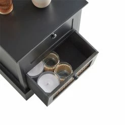 CARO-Möbel Nachttisch RANI Mit 2 Schubladen Und Wiener Geflecht, Schwarz -Günstiges Tische Geschäft 95345 4