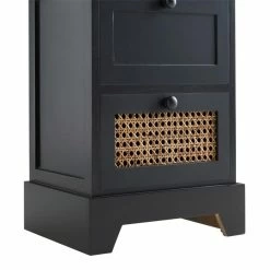 CARO-Möbel Nachttisch RANI Mit 2 Schubladen Und Wiener Geflecht, Schwarz -Günstiges Tische Geschäft 95345 5