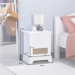 CARO-Möbel Nachttisch RANI Mit 2 Schubladen Und Wiener Geflecht, Weiß -Günstiges Tische Geschäft 95347 AC8