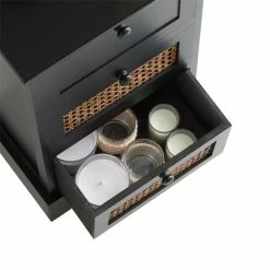 CARO-Möbel Nachttisch ROSHNI Mit 3 Schubladen Und Wiener Geflecht, Schwarz -Günstiges Tische Geschäft 95348 4