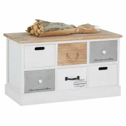 CARO-Möbel Sitzbank SALVA In Weiß, 6 Schubkästen