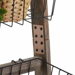 CARO-Möbel Leiterregal FLORISTA In Dunkelbraun Mit 4 Metallkörben -Günstiges Tische Geschäft 95409 3