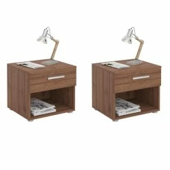 CARO-Möbel Nachttisch MARY Im 2er Set In Nussbaum