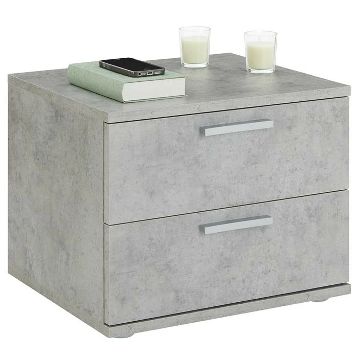 CARO-Möbel Nachttisch MAXIMA In Betonoptik Mit 2 Schubladen 1 CARO-Möbel Nachttisch MAXIMA In Betonoptik Mit 2 Schubladen