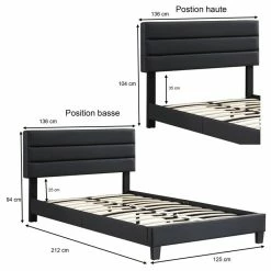 CARO-Möbel Polsterbett GREENPORT 120x200 Cm, Kunstleder Schwarz -Günstiges Tische Geschäft 95553 5