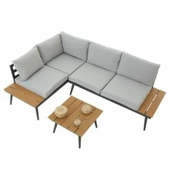 CARO-Möbel Gartenmöbel Set PAROS Aus Alu, Mit Sitzpolster In Grau -Günstiges Tische Geschäft 95608 3