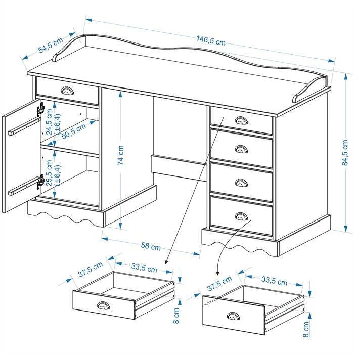 IDIMEX Schreibtisch Mit Aufsatz SANDRINE In Weiss 4 IDIMEX Schreibtisch Mit Aufsatz SANDRINE In Weiss – Bild 4