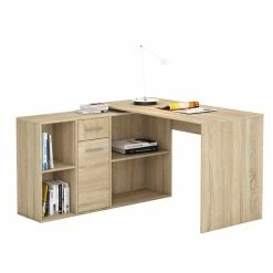 CARO-Möbel Eckschreibtisch DIEGO Mit Regal In Sonoma Eiche